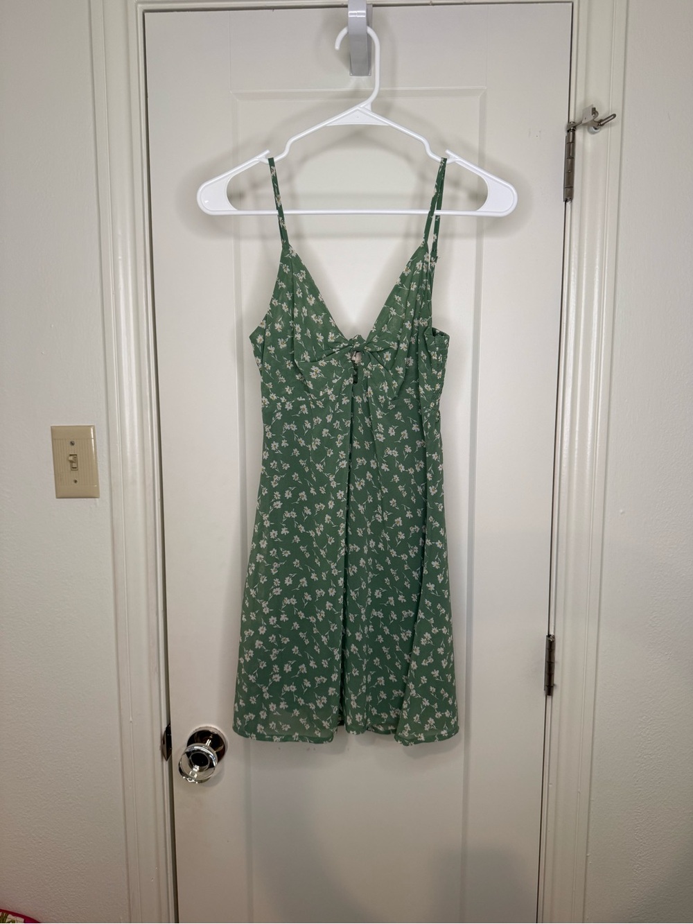 La Hearts Green Floral Tie-Front Mini Dress